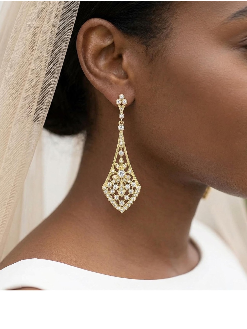 Mariell Dangle Bridal Earrings, Dramatic 2 ¾" Length